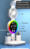 Rechargeable Led Table Lamp for Study Desk Lamp Reading Light Led Night Light with Fan Led Clock Dispaly Reading Desk Light