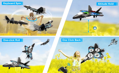 Avión RC L0712 de 2,4 G, avión de control remoto con sensor de gravedad, planeador y luz de espuma EPP para niños.