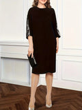 Women's loose long dress, large size, monochrome, elegant, temperament, flower print, female tide, spring, autumn, summer 