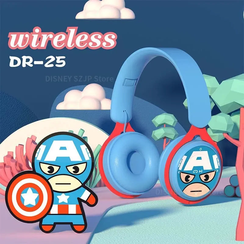 Auriculares inalámbricos Bluetooth Disney Marvel Y08 plegables con sonido envolvente HIFI para ordenador portátil, para niños, dibujos animados de anime