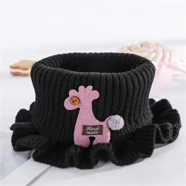 Baby Cartoon Knitted Scarves, Children's Wool Scarf, Outdoor Scarves, Warm Scarves, Multiple Olors, Ruffle Neck, High Quality 