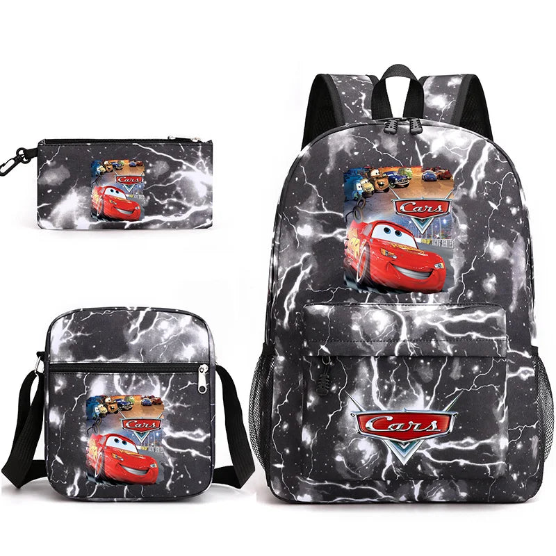 3pcs Disney Pixar Cars Lightning McQueen Students Backpacks Schoolbags Pencil Case Shoulder Bags Boys Girls School Bags Sets