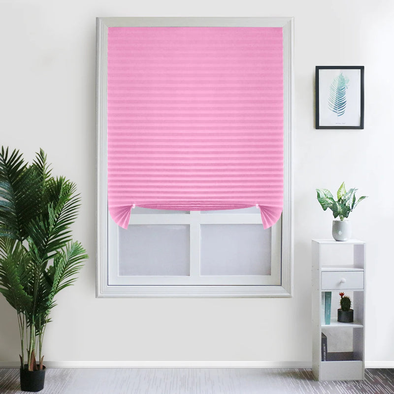 Blind for Window Self Adhesive Pleated Blinds Cordless No Drill Fabric Blinds Room Darkening Shades Blackout Shades for Bathroom