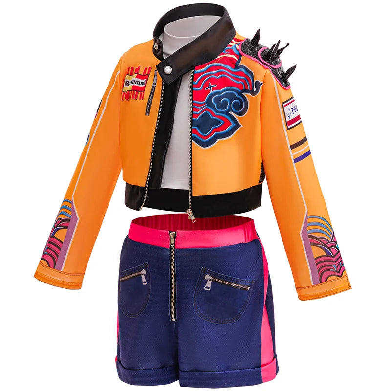 Girls' special occasion costumes Demon Hunter Rumi Girls Hip Hop Set Halloween Role Playing Dress Up Carnival Costume + Necklace