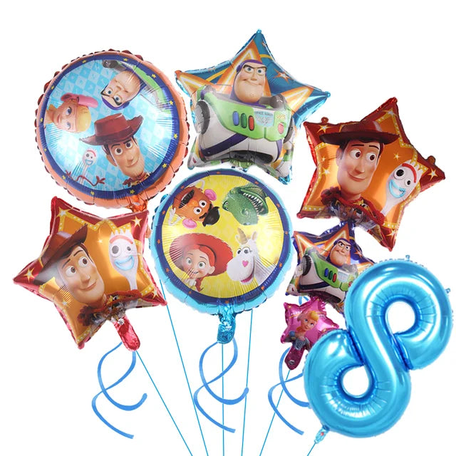 Decoración de Toy Story para niños, recuerdos de fiesta, platos, cielo azul, nubes blancas, globos, cumpleaños, baby shower, niñas, artículos de fiesta 