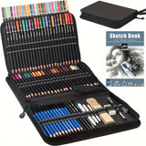 20/54/58/70/144 Drawing And Sketching Kit | Portable Travel Case | Graphite, Charcoal, White Color | Featuring Blending Stump
