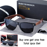 BARCUR Black Walnut Wood Sunglasses for Man Polarized High Quality Sqare Sun Glasses Men UV400 Eyewear Accessory Original Box
