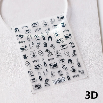 Blue Starry Night 5D Soft Embossed Relief Self Adhesive Nail Art Decoration Stickers Dressy White Stars 3D Manicure Decals Woman