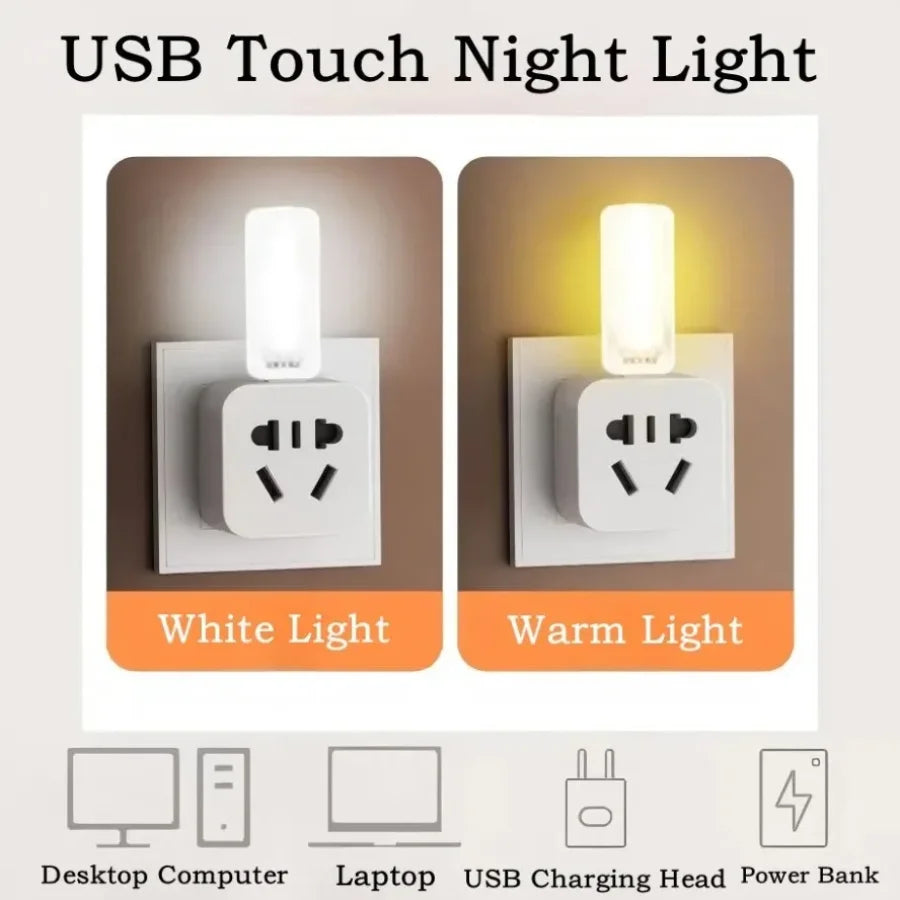 Portable Dimmable Touch Control 10LEDs USB Night Light 5V Bulb for Bedroom Study PC Laptop Mobile Power Bank Plug in Lighting