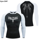 Y2k Anime Print Compression Shirt Men Running T-Shirt Quick Dry Fitness Sportswear Gym Sports Breathable Tops Rash Guard MMA