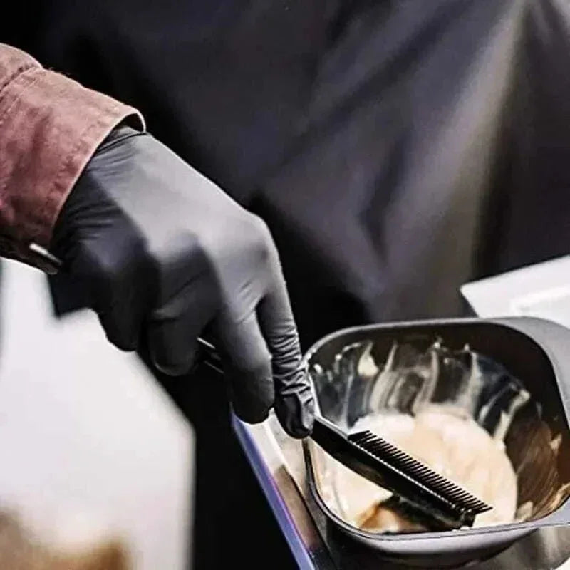Luvas descartáveis de nitrilo preto, 50/10 peças, sem látex, à prova d'água, duráveis, adequadas para cozinha, processamento de alimentos, salão de beleza, família