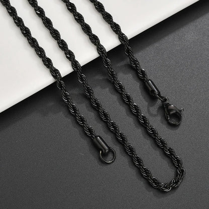 Collar de cadena de cuerda Bwise de 3/4 mm 316L de acero inoxidable, resistente a la decoloración, resistente al agua, para hombres y mujeres, joyería, cadenas de color dorado, regalo 