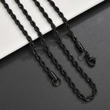 Bwise 3/4mm 316L Rope Chain Necklace Stainless Steel Never Fade Choker Waterproof Men Women Jewelry Gold Color Chains Gift