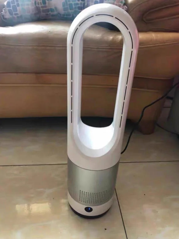 German dualpurpose cooling and heating bladeless fan, household silent small warm air heater, vertical floor standing electric