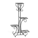 4 Tier Metal Plant Stand for Indoor Outdoor Garden Patio Flower Pot Display Rack Organizer Black and White