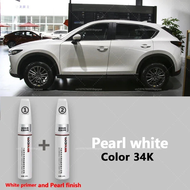 Suitable for Mazda 3, CX3, CX4, CX5, Mazda 6, Crystal Soul Dynamic Red Pearl White Clearcoat Pen, Automotive Paint Repair Set