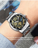 BINBOND Luxury Fashion Casual Quartz Men Watch Stainless Steel Strap Luxury Dial Luminous 30M Waterproof Business Men Wristwatch