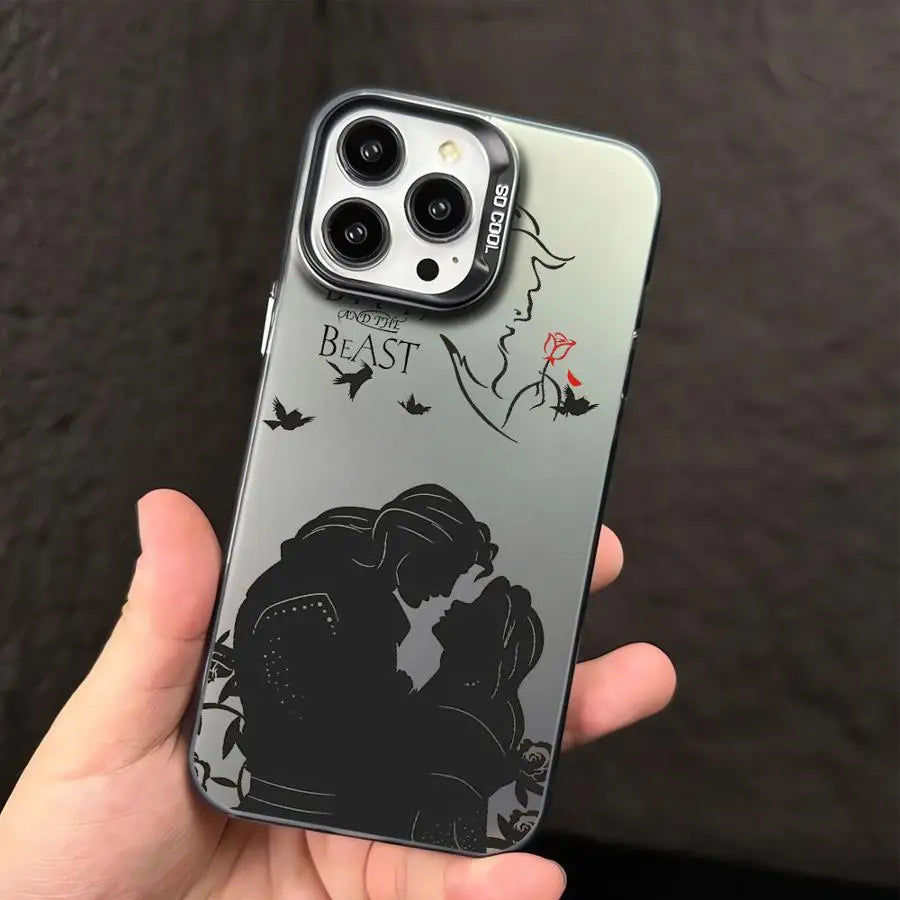 Funda plateada colorida para Apple iPhone 11, 13, 15, Pro Max, 14 Plus, 12, 16, funda de silicona a prueba de golpes, Princesa Bella Disney
