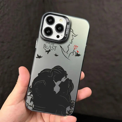 Funda plateada colorida para Apple iPhone 11, 13, 15, Pro Max, 14 Plus, 12, 16, funda de silicona a prueba de golpes, Princesa Bella Disney