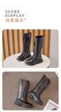 Girls Long Boots Children Knee-High Fashion Motorcycle Boots Rubber Soft Platform for Princess Kids High Boots Classic Winter