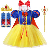 Fantasia de Princesa Branca de Neve para Meninas – Halloween, Festa de Aniversário, Brincadeiras e Fantasias Infantis (com Capa)