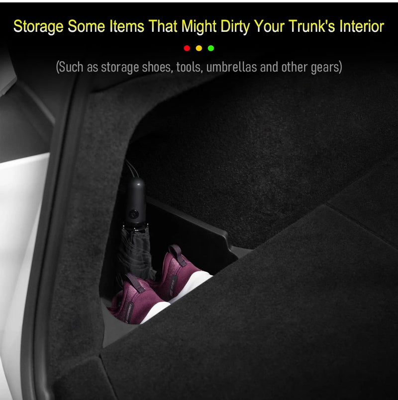 USVOTOV Trunk Organizer for Tesla Model Y Juniper Launch Refresh 2025 Rear Trunk Storage Bins Side Box Organiser TPE Accessories