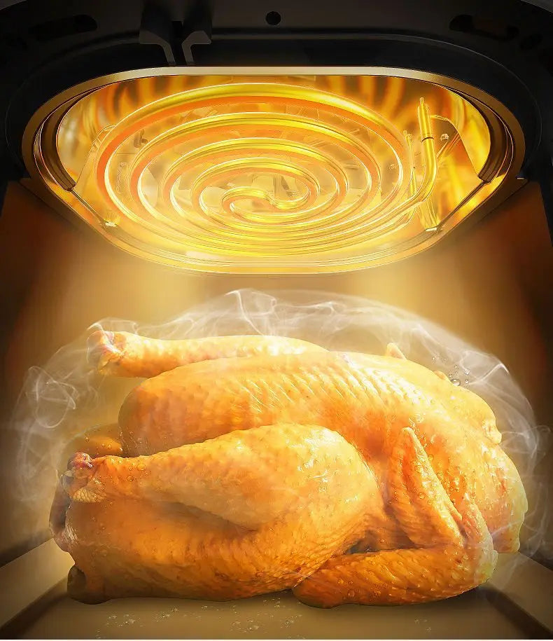 10.5L large capacity air fryer with visible window, stainless steel shell, intelligent touch version, household oil fryer 220V