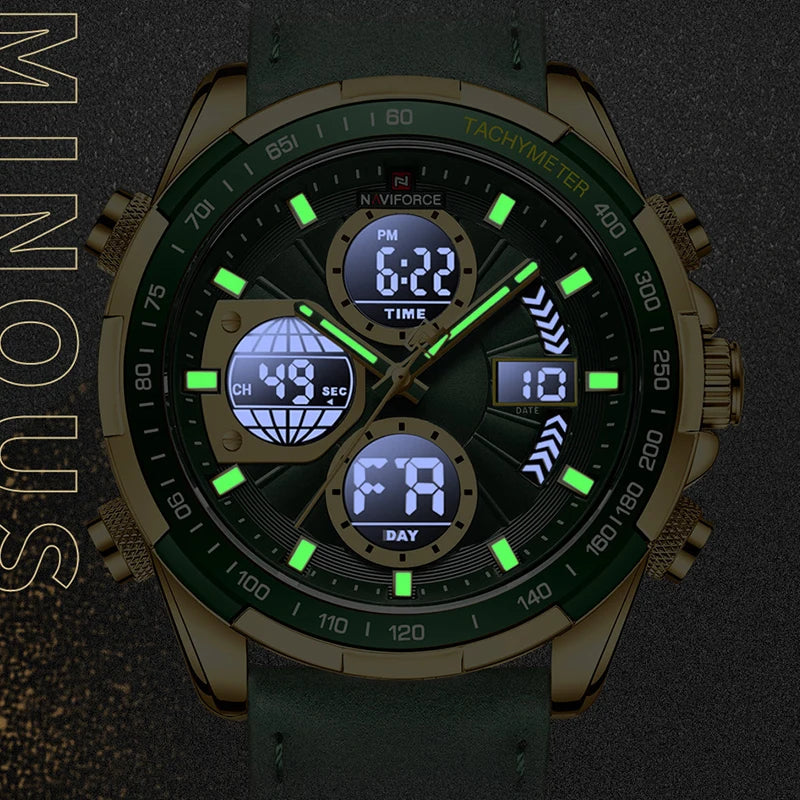 New NAVIFORCE Watches for Men Leather Men's Military Sport Waterproof Watch Quartz Wristwatch Chronograph Male Clock