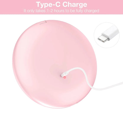 1X/10X Magnification LED Pocket Mirror Portable Handheld Rechargeable Compact Cosmetic Mirror with Light Travel Round Folding