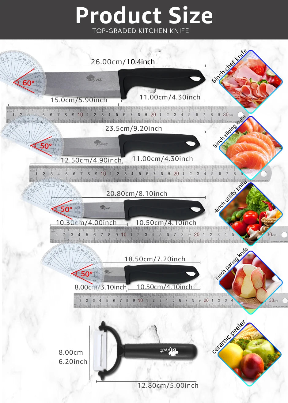 Ceramic Knife Set 3 4 5 6 inch Kitchen Knife + Peeler Holder Black White Blade Chef Knife Fruits Utility Cooking Knives Cutter