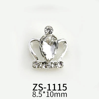 10pcs New Crown Alloy Zircon Nail Art Charms Silver Shiny Crystals Jewelry Hot Sale Nails Decoration 3D Manicure Accessories %2