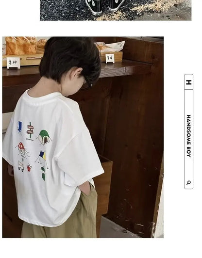 Boys' Summer Short Sleeve T-shirt New Small And Medium Children's Round Neck Top Children's Casual Versatile Half Sleeve Fashion