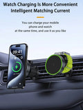 Novo carregador magnético sem fio para carro 2 em 1, para apple watch iwatch 8 7 6 iphone 15 14 13 12 pro max, suporte de carregamento rápido para carro