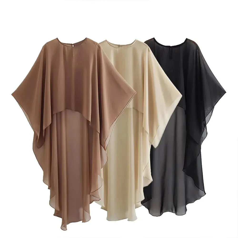 BMURHMZA Spring and Summer Fashion Hot Selling New Asymmetrical Loose Skin-Friendly Sunscreen Sheer Cape