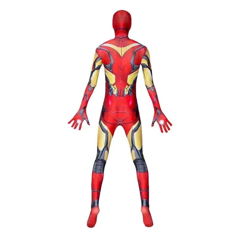 2025 Anime Iron Man Cosplay Costume Superhero Iron Man Boys Girls Jumpsuit Cloak Outfit Halloween Carnival Costumes Jumpsuits