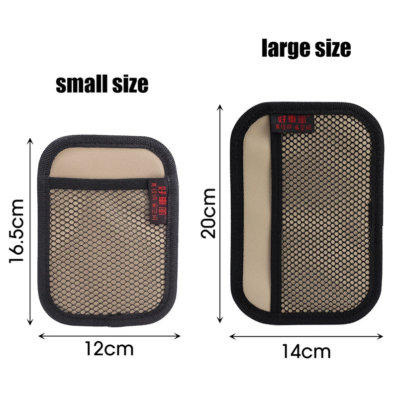 Car Leather Mesh Bag Oxford Fabric Storage Net Bags Car Interior Organizer Phones Coins Keys Storage Auto Stowing Tidying Tools