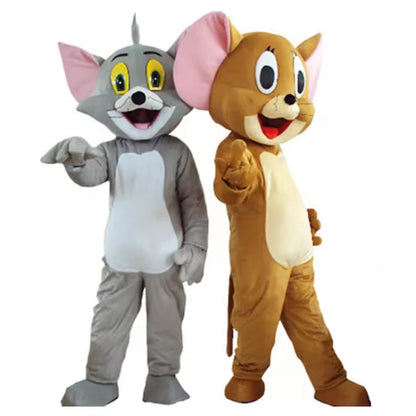 Tom Cat X Jerry Mouse Cartoon Mascot Cosplay Costume Fancy Dress Advertising Carnival Props Customized Halloween Party