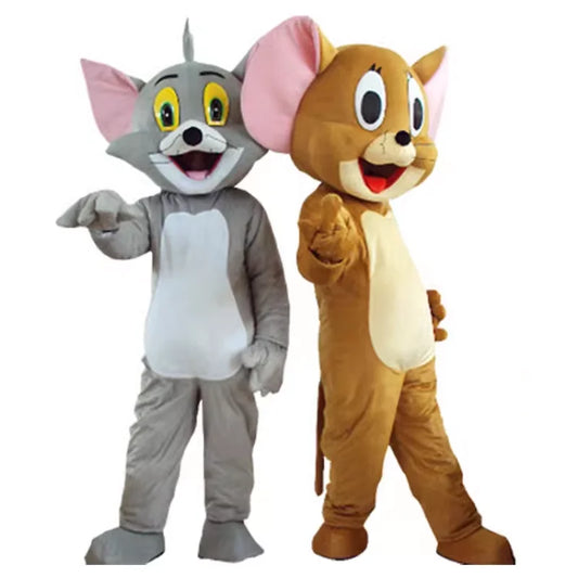 Tom Cat X Jerry Mouse Cartoon Mascot Cosplay Costume Fancy Dress Advertising Carnival Props Customized Halloween Party