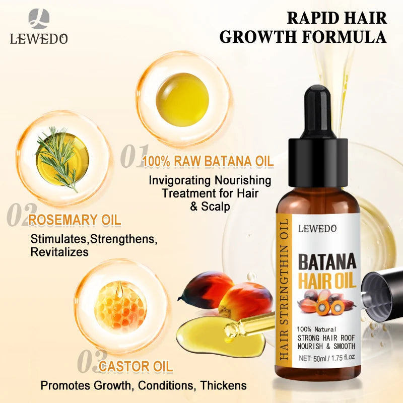 Óleo de Batana Lewedo Naturals – Crescimento Acelerado do Cabelo para Homens e Mulheres – Óleo de Batana Puro – Nutrição e Brilho – Cuidado Capilar Saudável – Combate à Queda