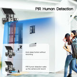 20MP 4G Sim Solar Camera WiFi 10X Optical Zoom 3-PTZ 4-Lens 3-Screens Outdoor Wireless Security Cameras Auto Tracking CCTV V380