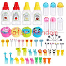 Molho Garrafa Acessórios para Bento Infantil, Caixas Incluindo Pás De Comida, Mini Ketchup Squeeze Bottles, Back to School, 55 Pcs