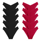 WarmSteps – Kit com 10 calcinhas femininas sem costura, em tecido "seda gelada" (ice silk), modelo com corte em V, tamanhos XS a L.