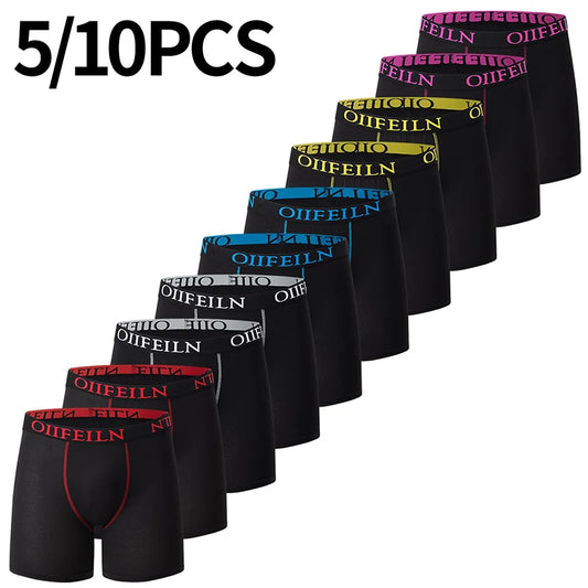 4/5 /10 Pcs Fashionable Men's Long Underwear Casual Boyshort Youth Sports Shorts Comfortable Breathable Stretch Shorts Underwear