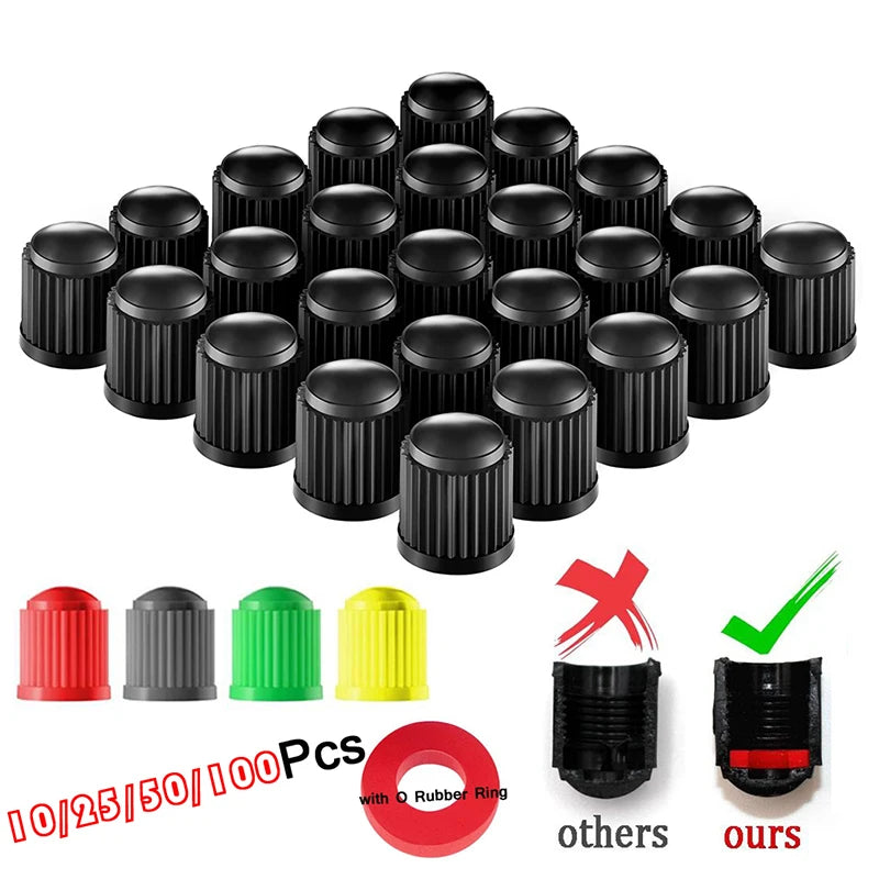 Tire Stem Valve Caps, with O Rubber Ring, Universal Stem Covers for Cars, SUVs, Bike and Bicycle, Trucks, Motorcycles