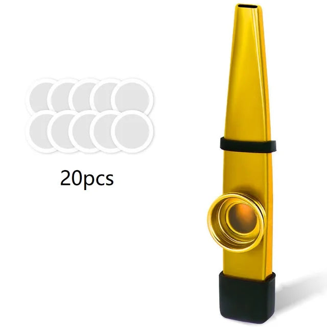 Diafragma de metal Kazoo com estojo de silicone, bom companheiro para cavaquinho, violino, guitarra, piano, 7 cores, 20 peças
