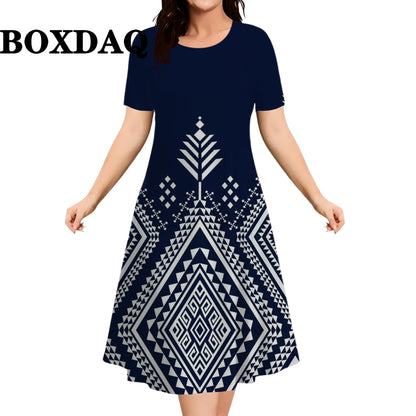 2026 New Floral Graphic Print Women's Dresses Elegant Ladies Summer Dress Casual Retro Plus Size Female Fashion Loose Dress 9XL