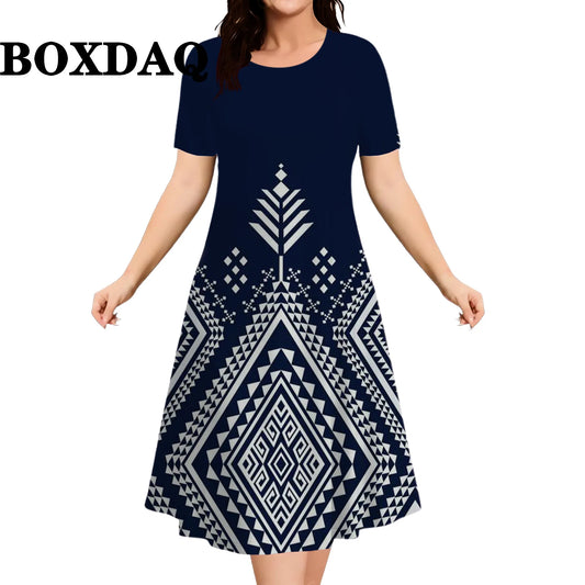 2026 New Floral Graphic Print Women's Dresses Elegant Ladies Summer Dress Casual Retro Plus Size Female Fashion Loose Dress 9XL