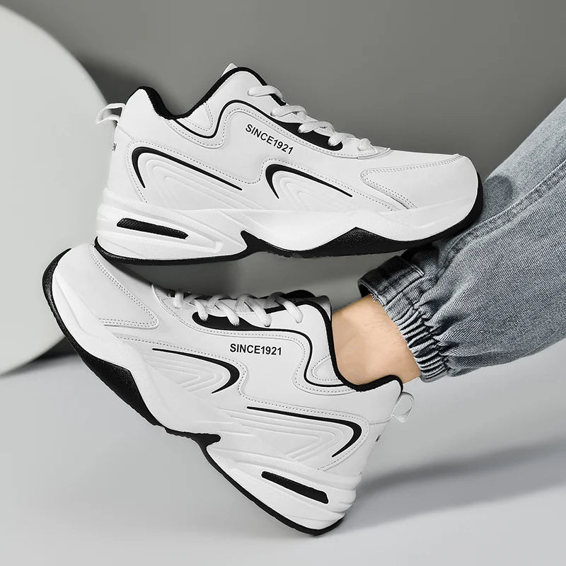 Men Sports Running Shoes Outdoor Walking Soft Casual Sneakers Fashion Designer Leather Sneaker Waterproof Men's Tennis Masculina