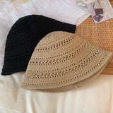 Summer Bucket Hat Fisherman Hat Women Hollow Out Sun Hat Outdoor Casual Versatile Panama Hats Crochet Foldable Caps Beach Cap