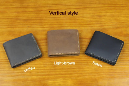 Luxury Handmade 100% Genuine Leather Men Wallet Purse Short Money Clip with Coin Pocket Male Money Bag Multi-Card Wallet Vintage